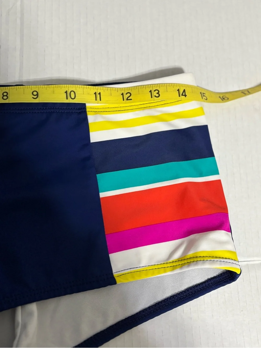 Tankini Set Striped Multicolor Top with Navy Swim Shorts Women M